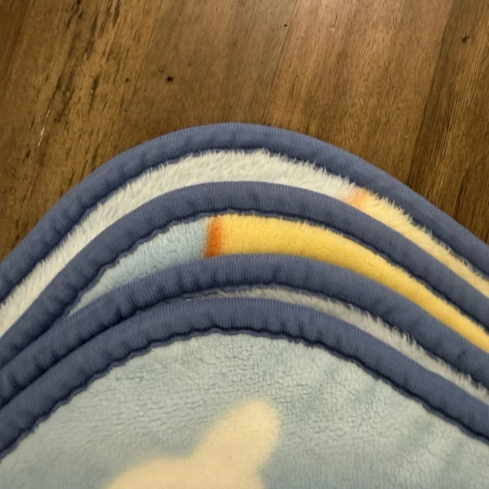 Baby Connection Blanket Blue Fire Truck Police Car Yellow Road Stop Thick Plush